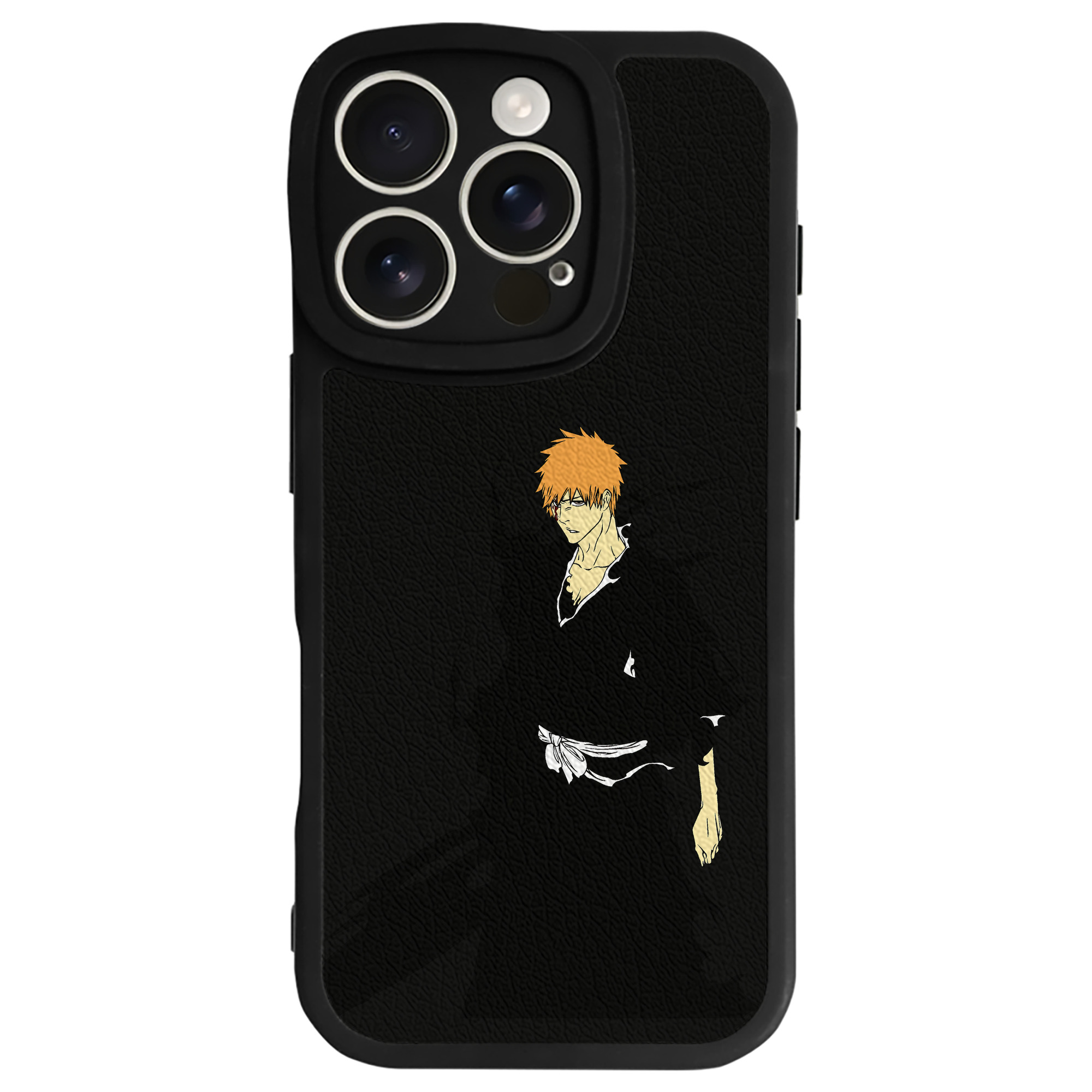 （画像用） ブリーチ 黒崎一護（くろさき いちご）BLEACH Kurosaki Ichigo 【iPhone 16シリーズ対応】シリコンスマホケース（レザー調） 材質：シリコン
